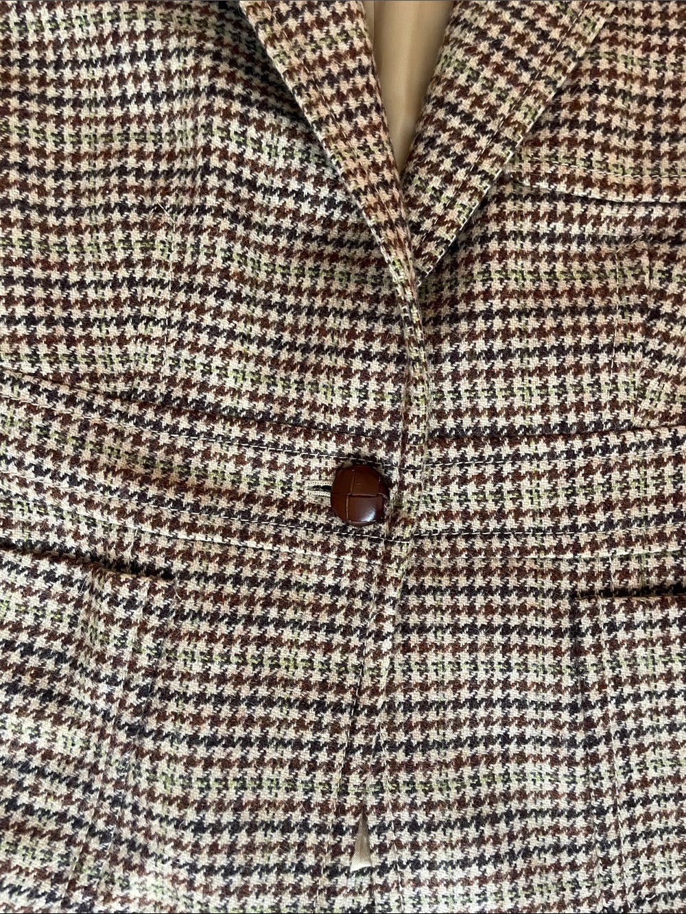 J. Crew Brown Houndstooth Tweed Blazer with Dark Brown Elbow Patches - Picture 5 of 6
